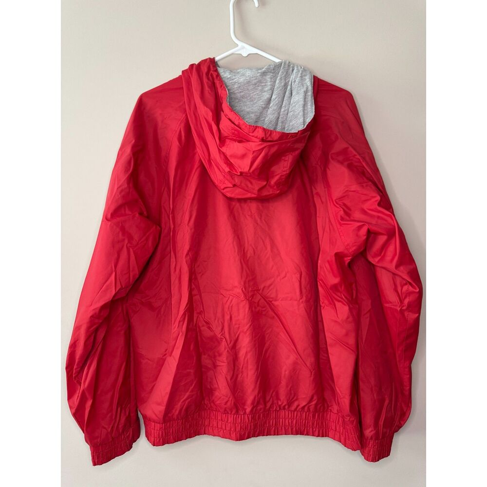 North End Windbreaker Jacket Mens M Red Hooded Lightweight Zip Rain Coat - Picture 7 of 11